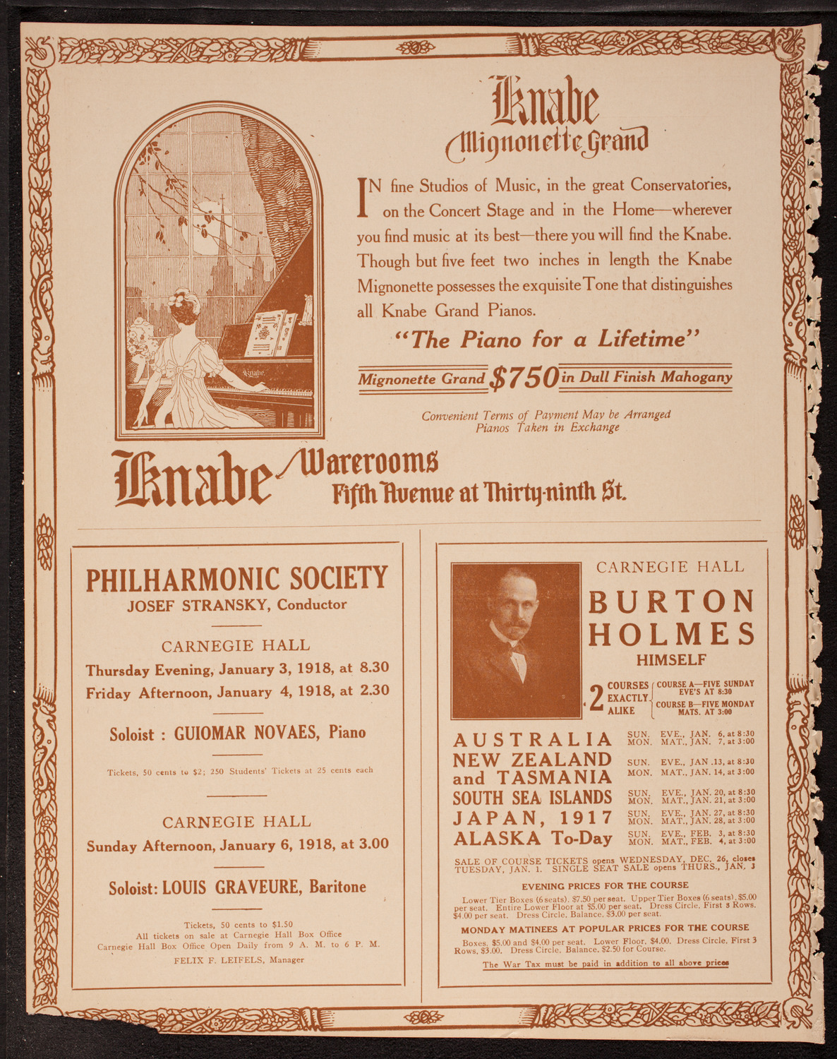 Leo, Jan and Mischel Cherniavsky, December 29, 1917, program page 12