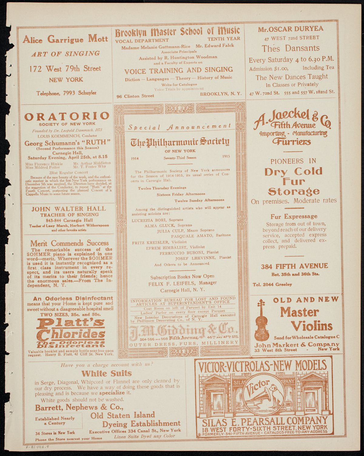 Clara Butt and Kennerley Rumford, March 31, 1914, program page 9