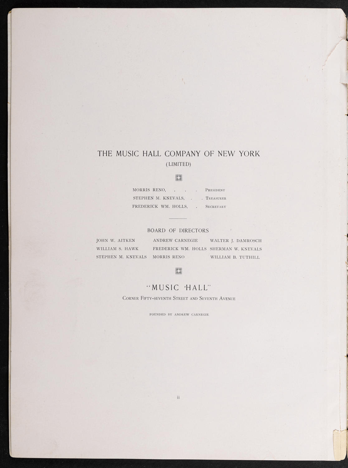 Opening Week Music Festival: Opening Night of Carnegie Hall, May 5, 1891, souvenir program page 10