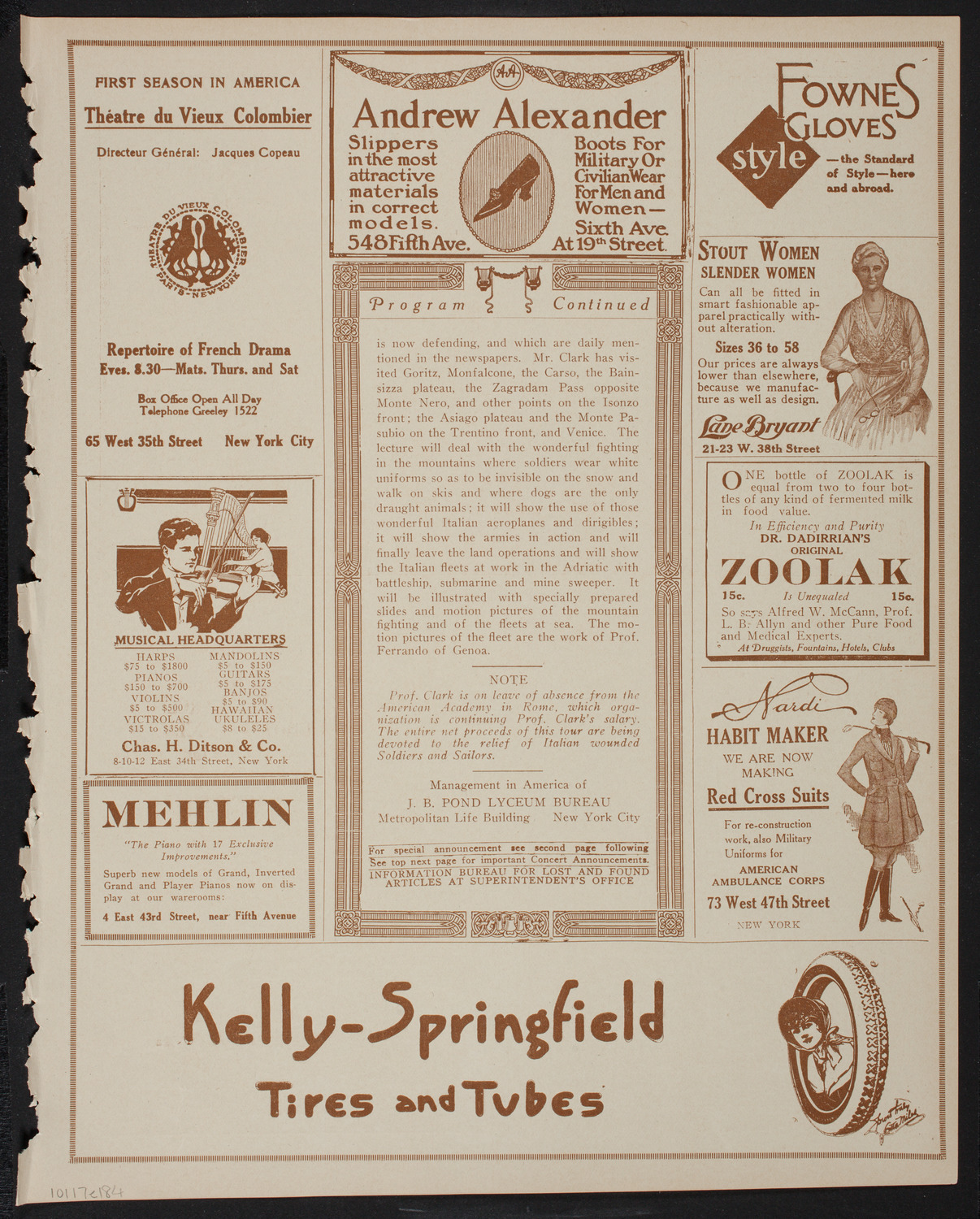 Lecture by Charles Upson Clark, January 7, 1918, program page 7