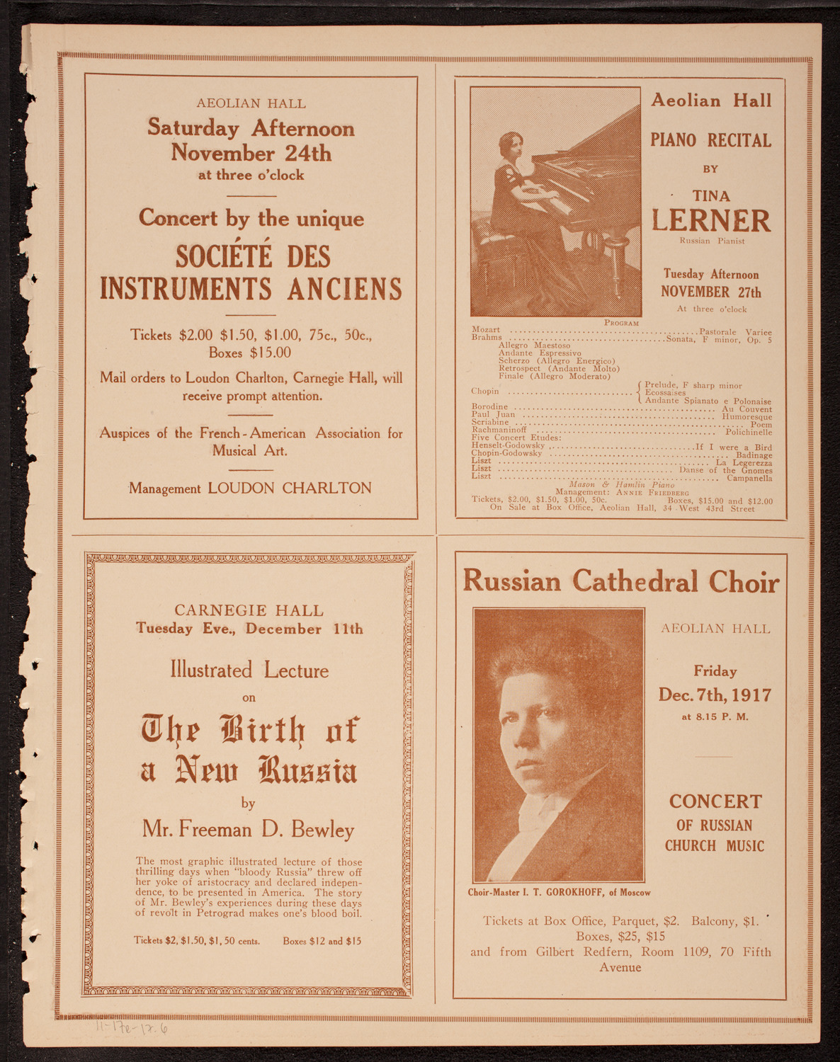 Russian Symphony Society of New York, November 17, 1917, program page 11