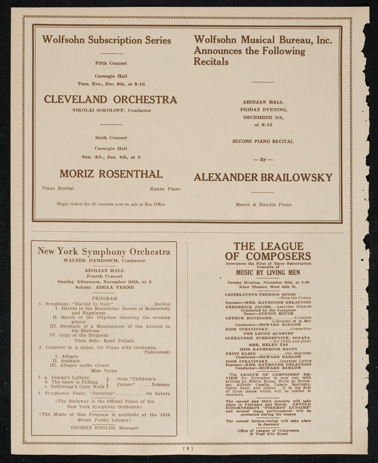 New York Philharmonic, November 23, 1924, program page 8