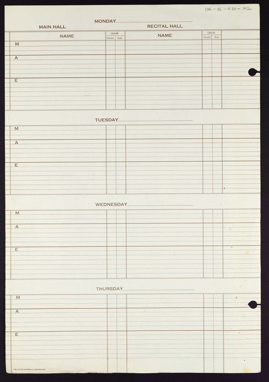 Carnegie Hall Booking Ledger, volume 30, page 2