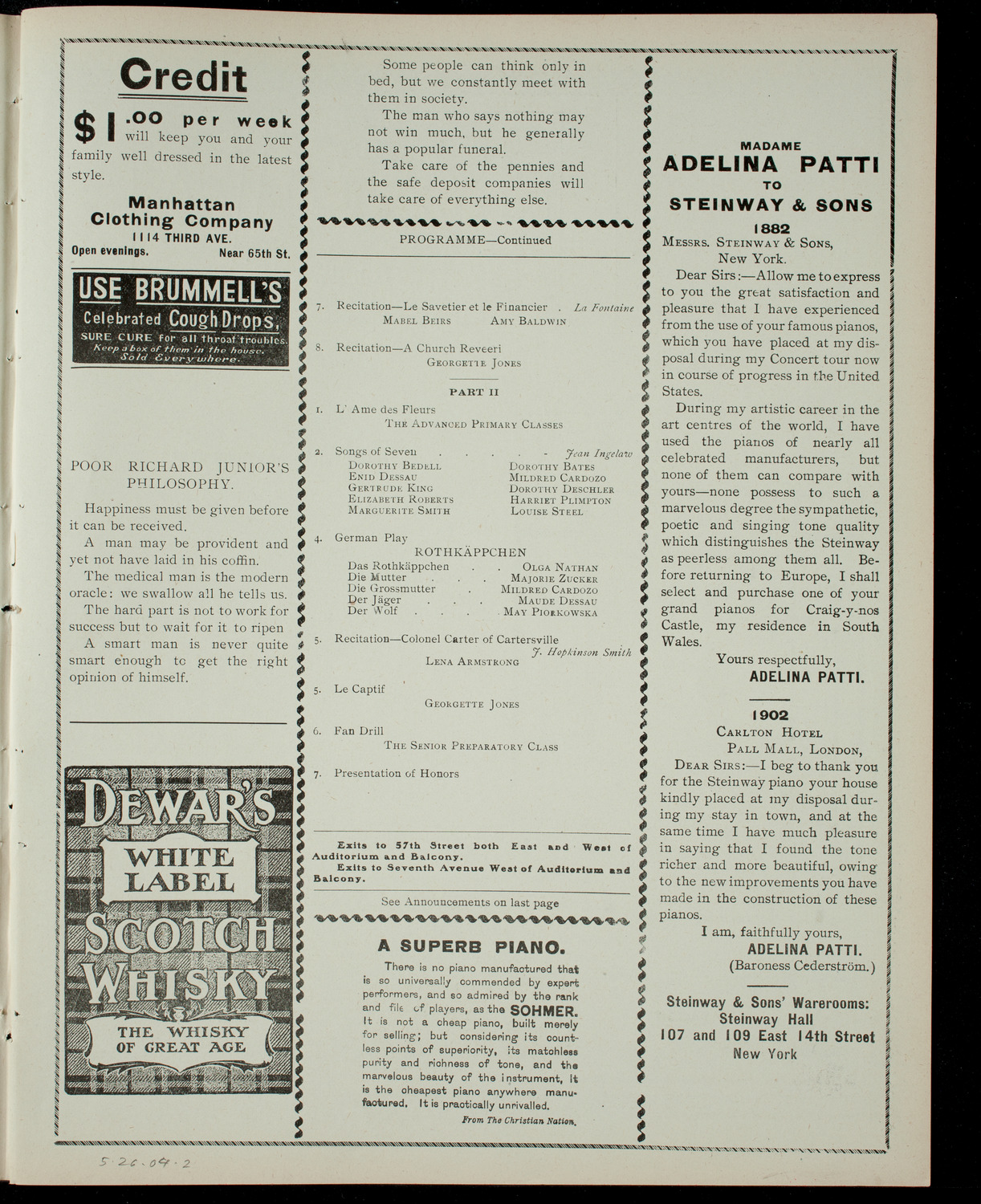 Concert by Pupils of Mrs. Leslie Morgan's School, May 26, 1904, program page 3