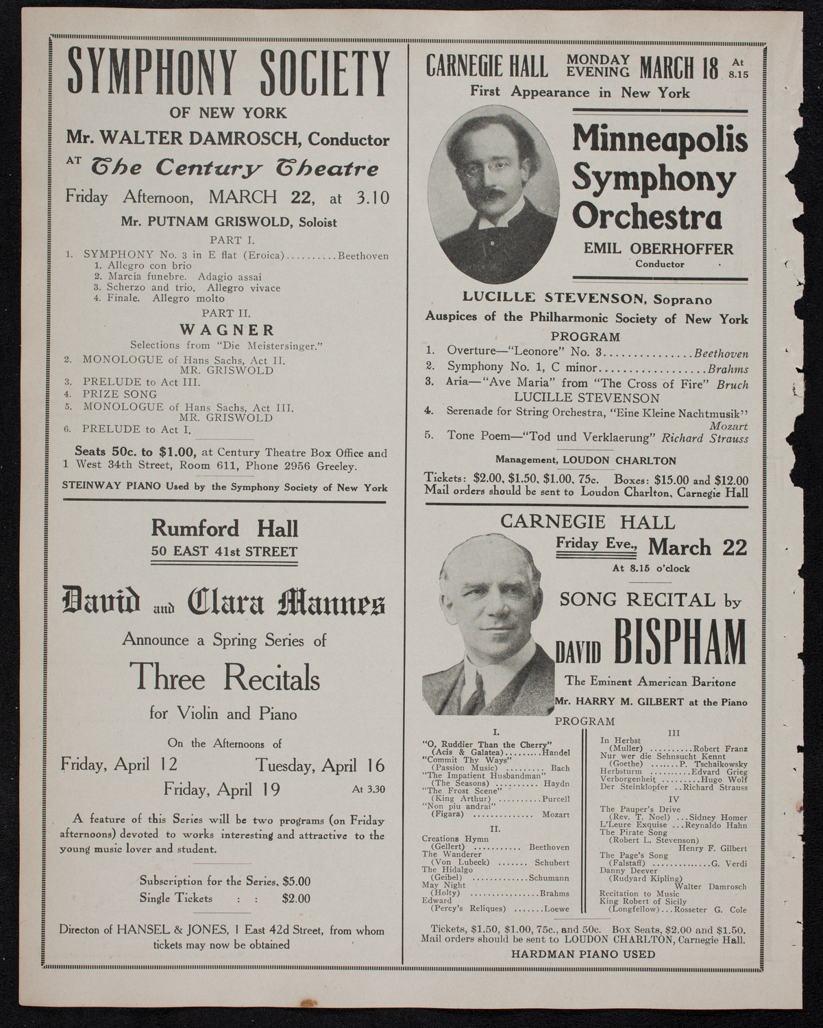 People's Symphony Concert, March 17, 1912, program page 10