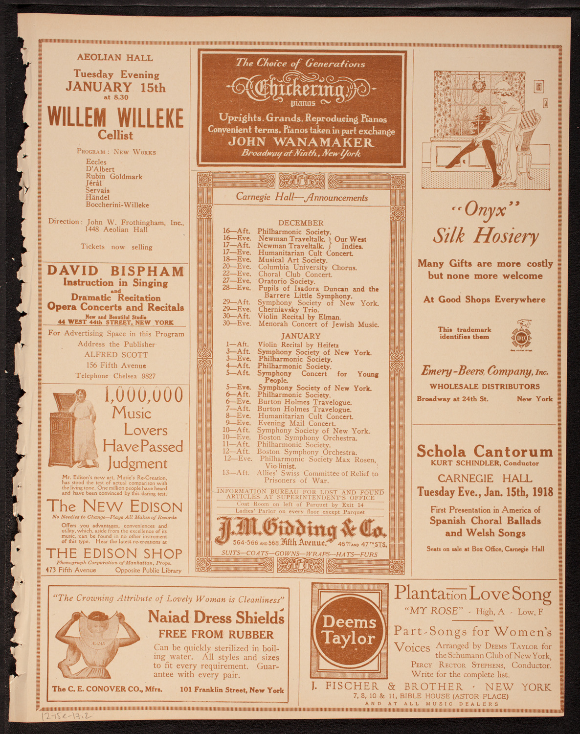 New York Symphony Orchestra, December 15, 1917, program page 3