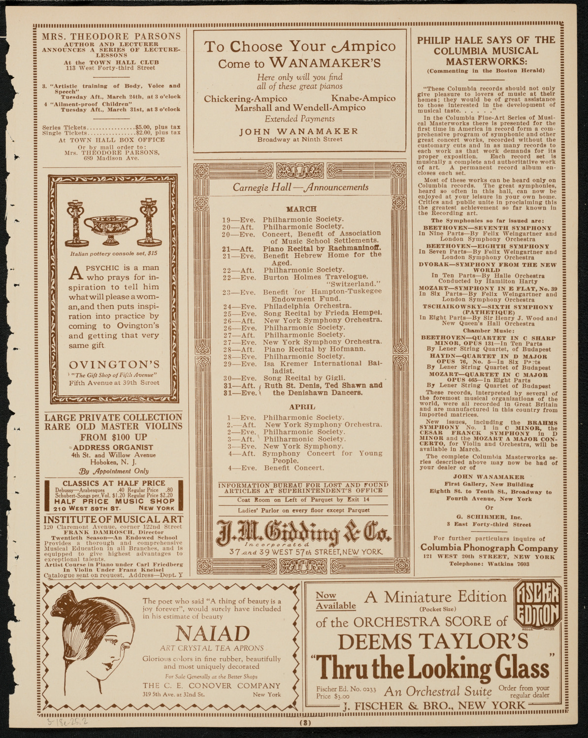 New York Philharmonic Students' Concert, March 18, 1925, program page 3