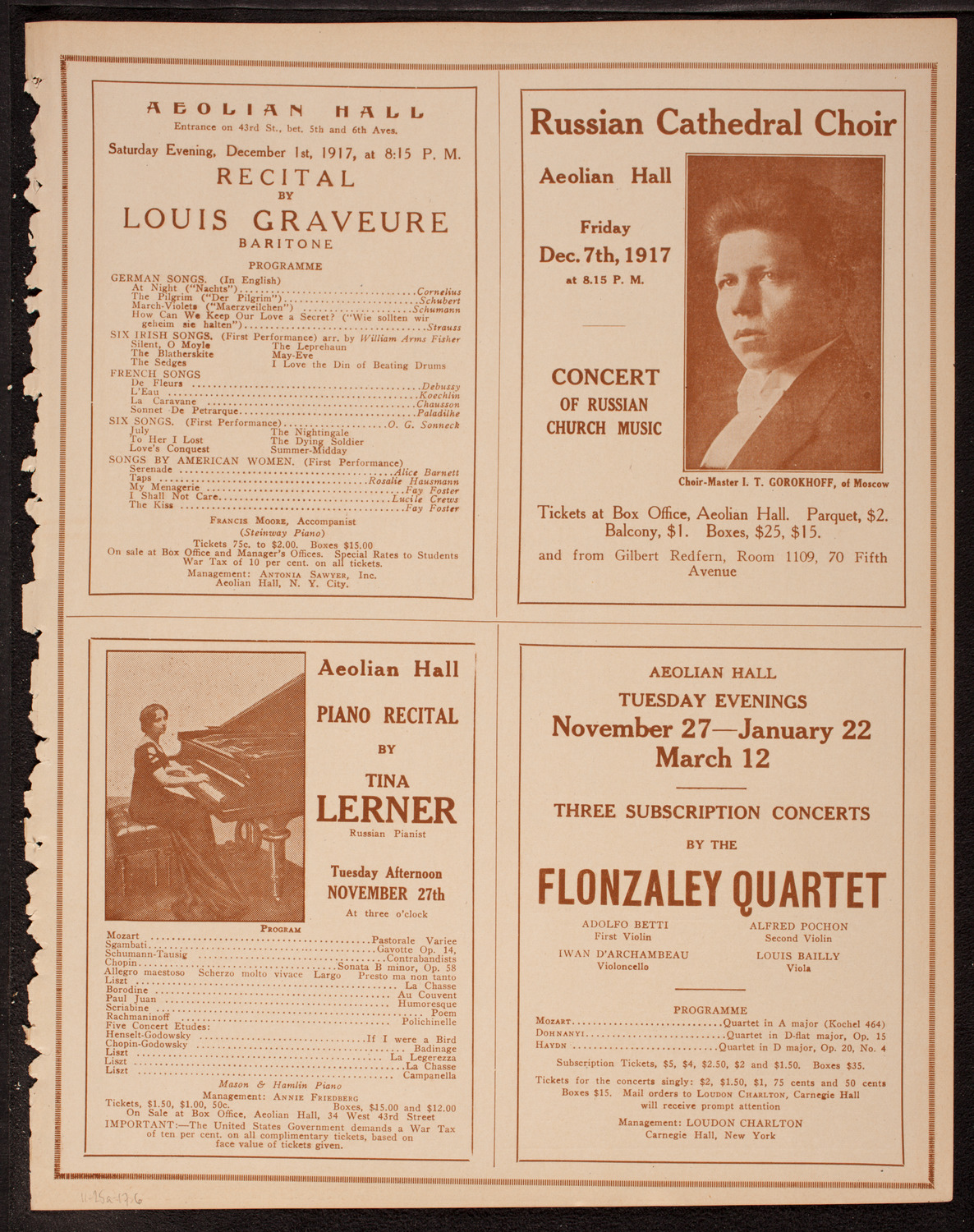 New York Philharmonic, November 25, 1917, program page 11
