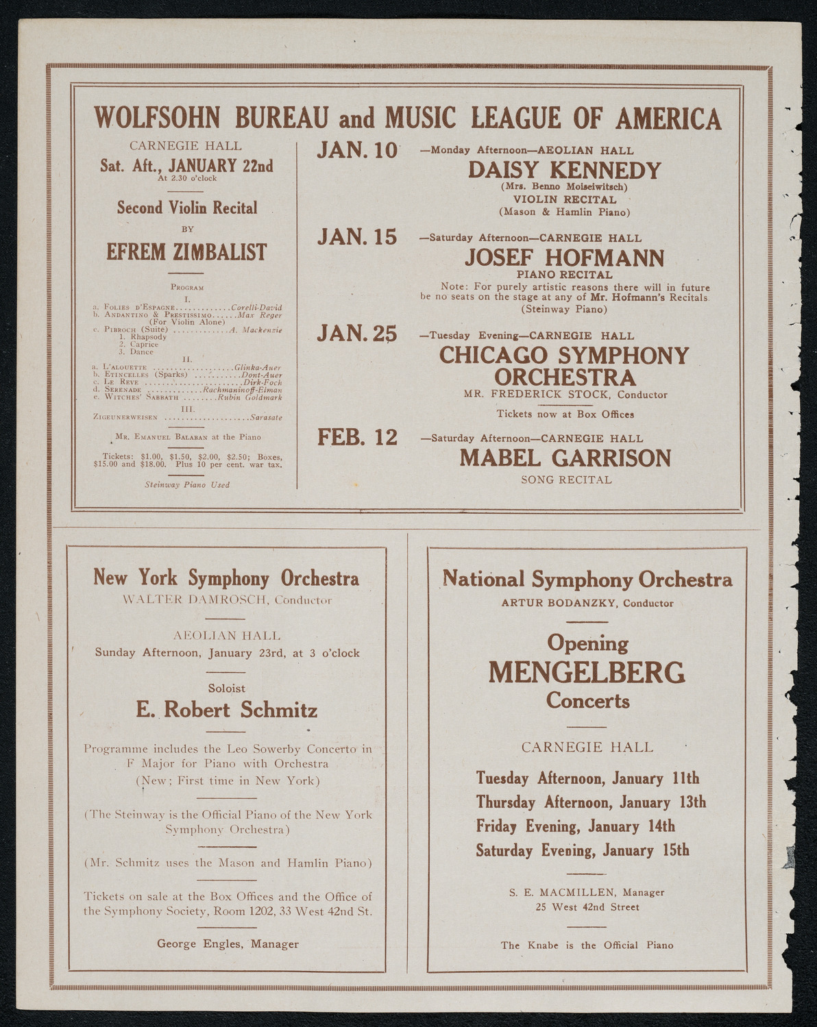 Reinald Werrenrath, Baritone, January 9, 1921, program page 8