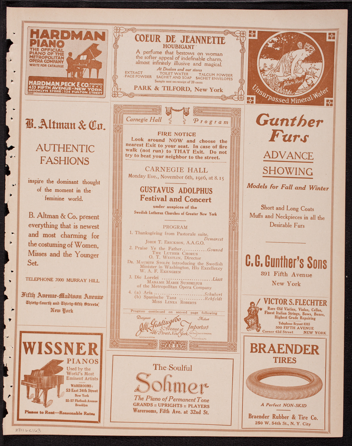 Gustavus Adolphus Festival and Concert, November 6, 1916, program page 5