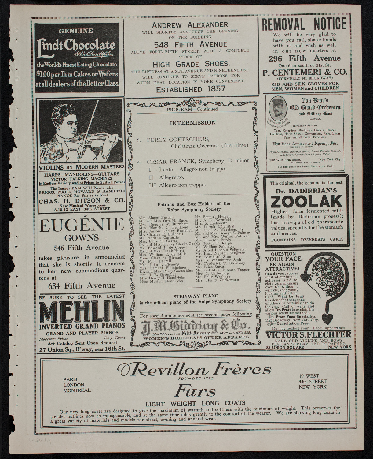 Volpe Symphony Society of New York, November 28, 1911, program page 7