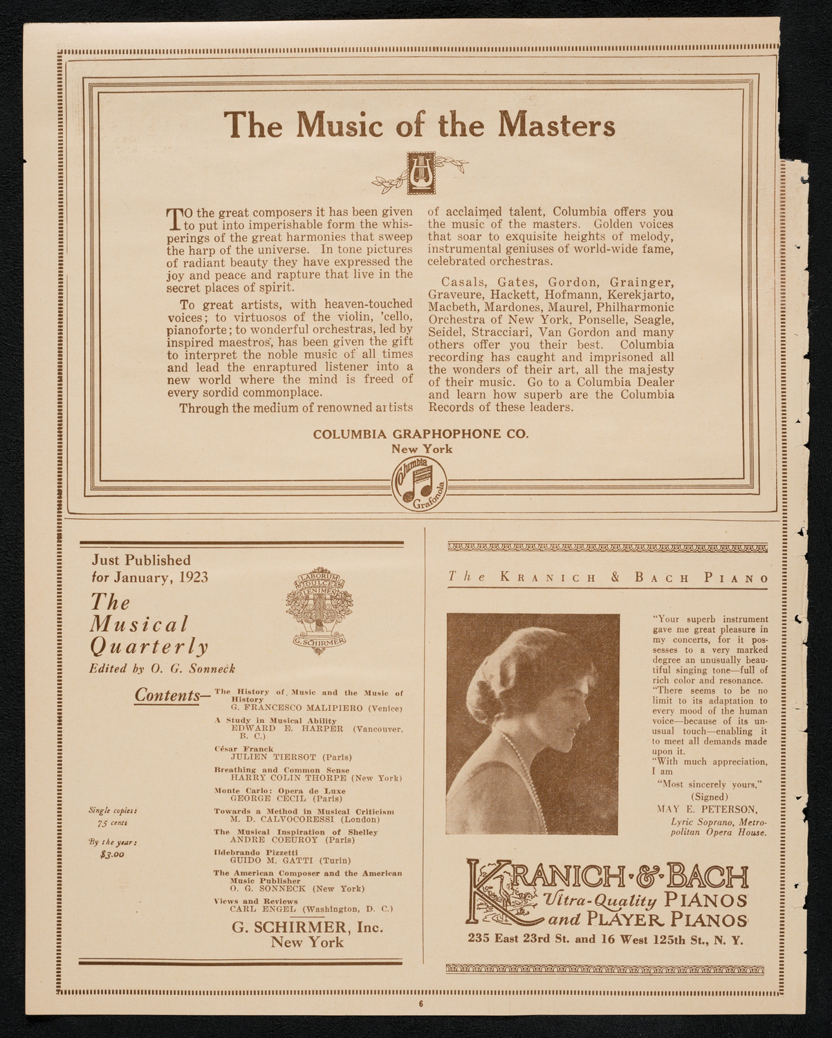 New York Symphony Orchestra, January 12, 1923, program page 6