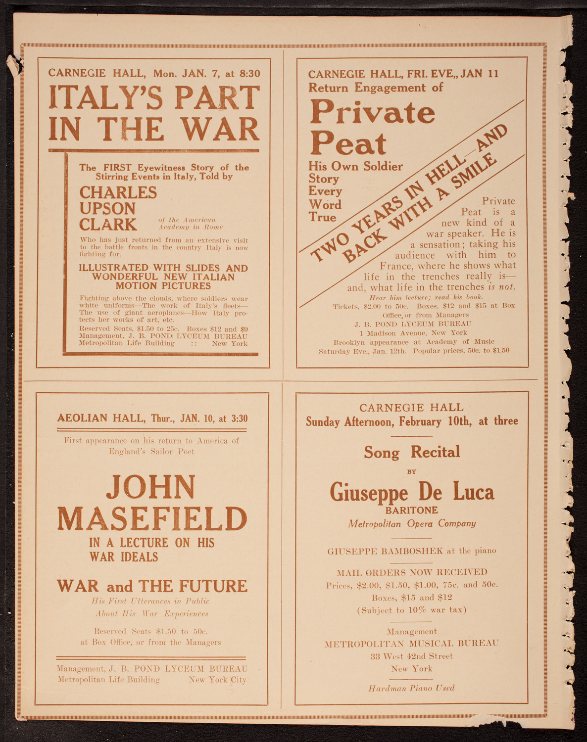 Mischa Elman, Violin, December 30, 1917, program page 10