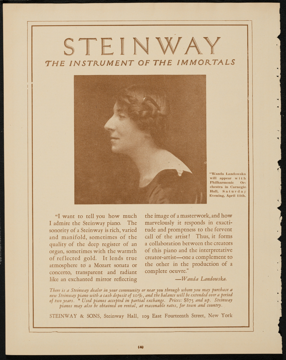 Boston Symphony Orchestra, April 11, 1925, program page 4