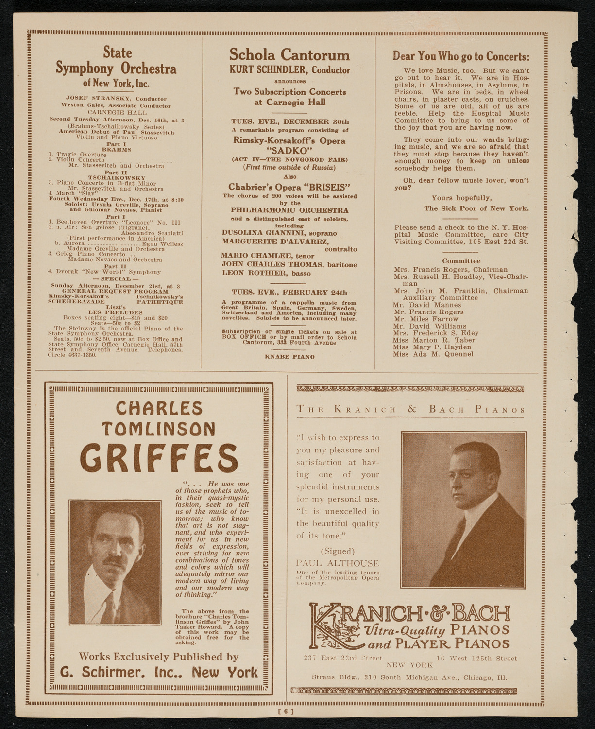 New York Philharmonic, December 11, 1924, program page 6