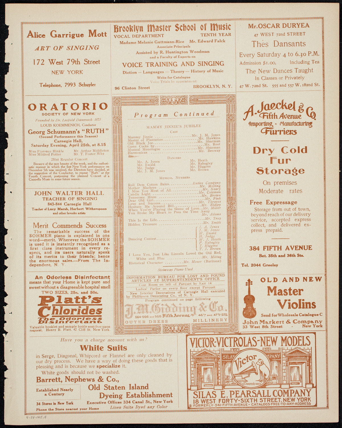 Interborough Dramatic Company Minstrel Performance, April 24, 1914, program page 9