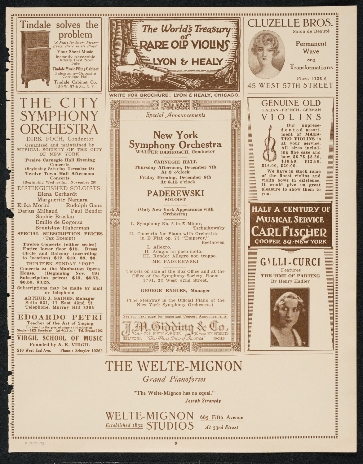 Isadora Duncan, Dancer, with Russian Symphony Orchestra, November 15, 1922, program page 9