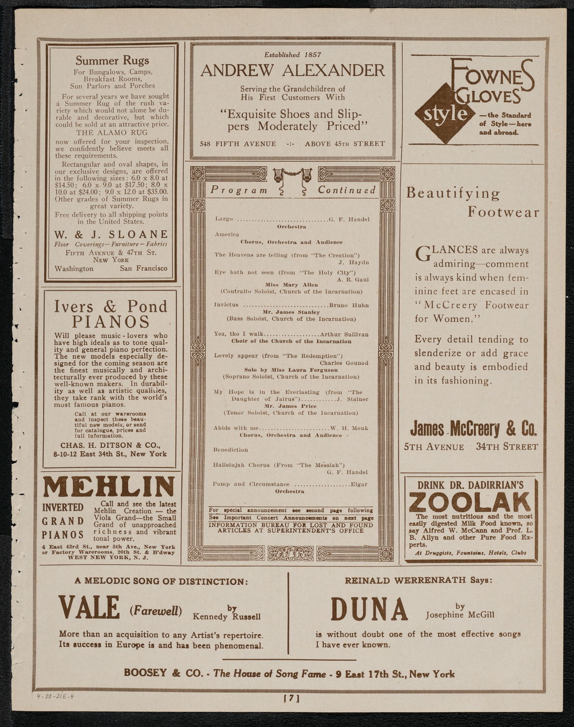 Mecca Temple of New York: Ancient Arabic Order of the Nobles of the Mystic Shrine, April 20, 1921, program page 7