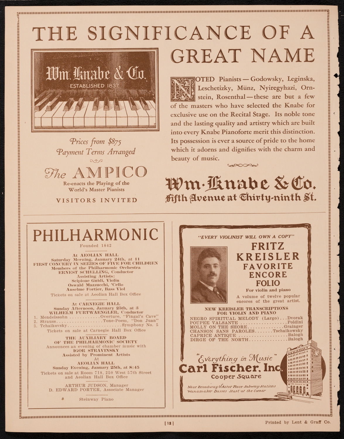 New York Philharmonic, January 22, 1925, program page 12