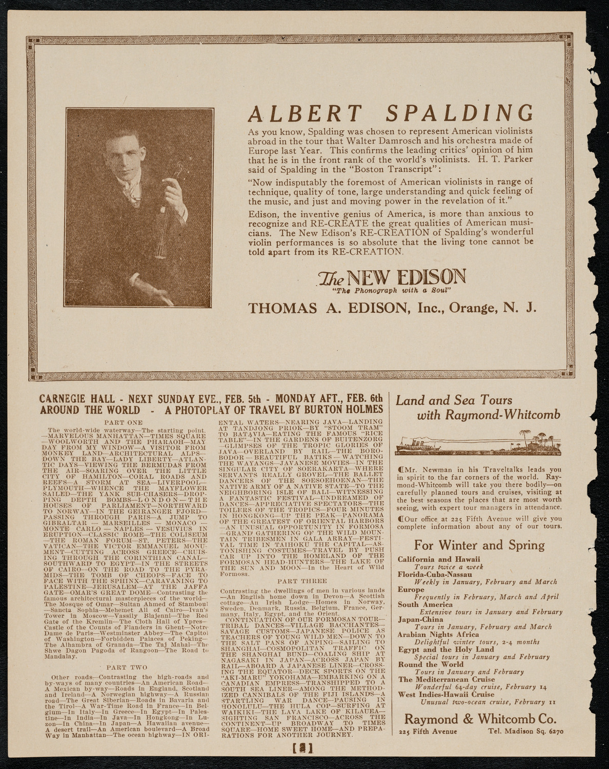 Burton Holmes Travelogue: Going Abroad at Home, January 30, 1922, program page 2