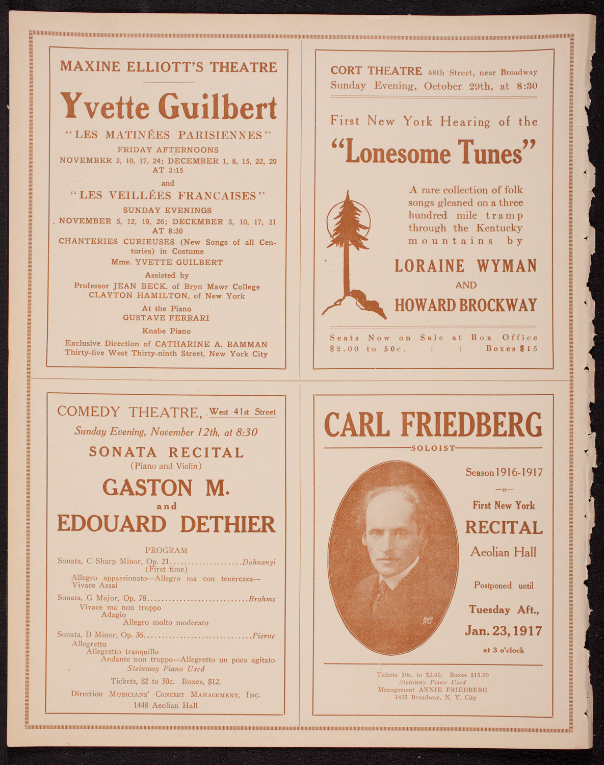 Teresa Carreño, Piano, October 27, 1916, program page 10