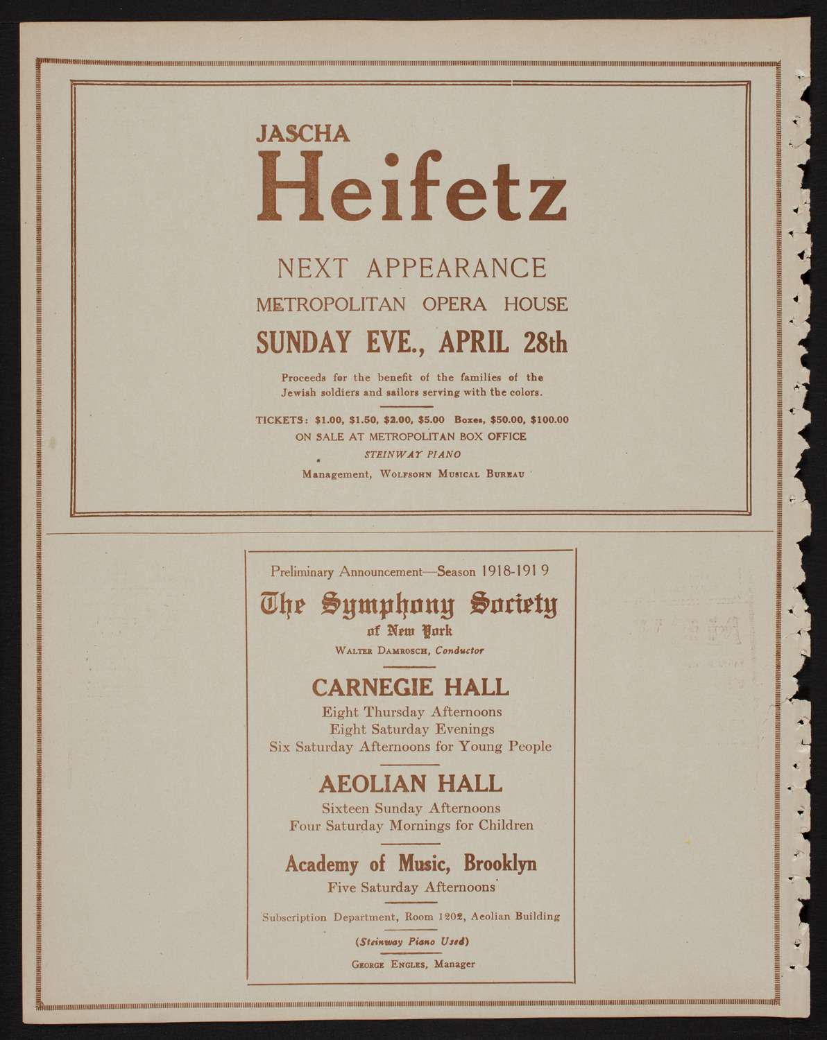Benefit: St. Andrew's One-Cent Coffee Stands Society, April 22, 1918, program page 8