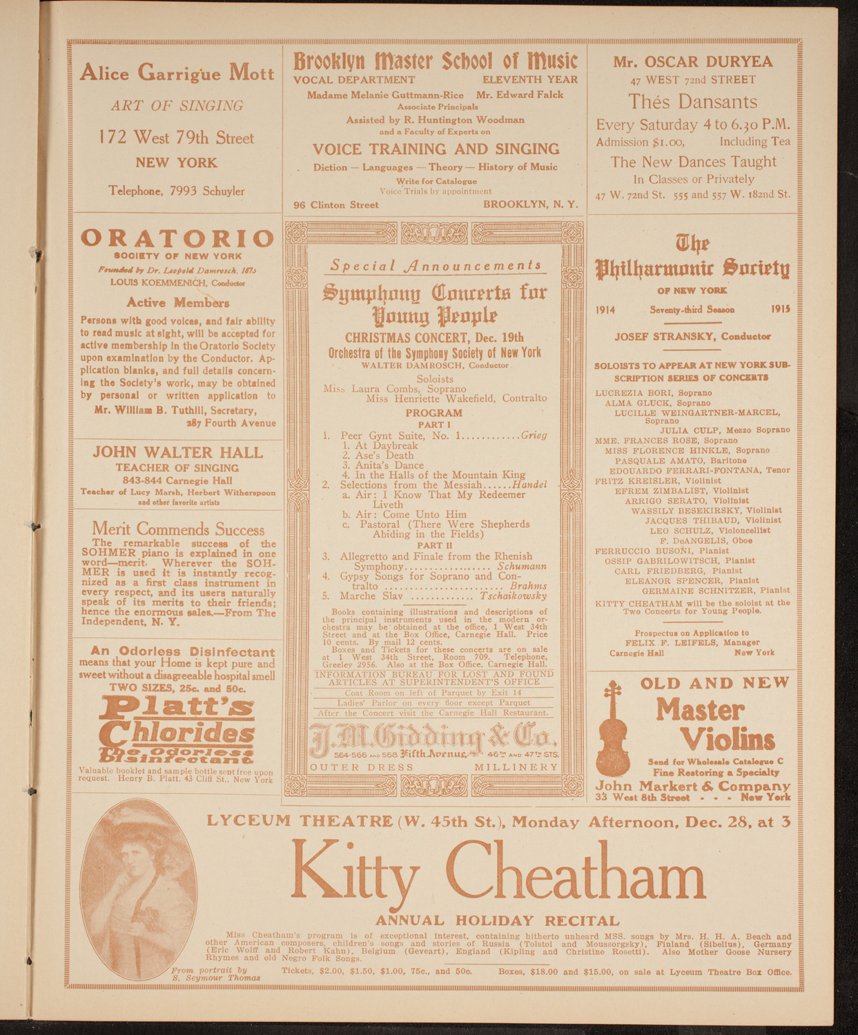 New York Philharmonic, December 6, 1914, program page 9
