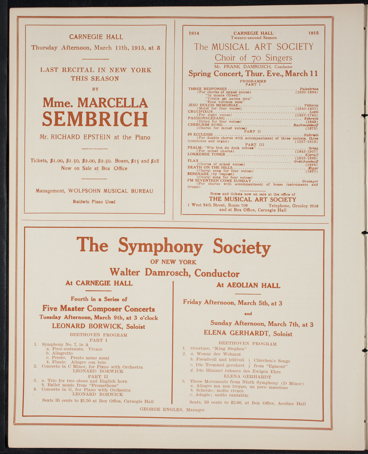 Desider Josef Vecsei with the New York Symphony Orchestra, March 2, 1915, program page 8