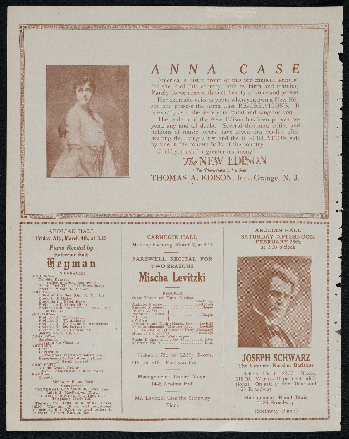 Carlo Sabatini, Violin, February 22, 1921, program page 2