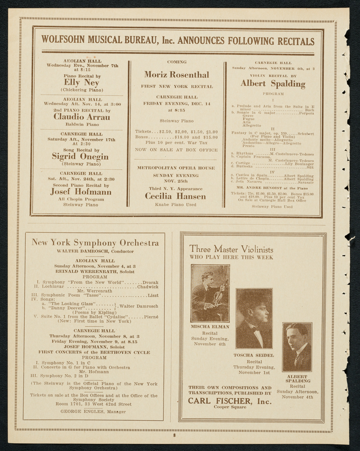 Duncan Dancers, November 3, 1923, program page 8