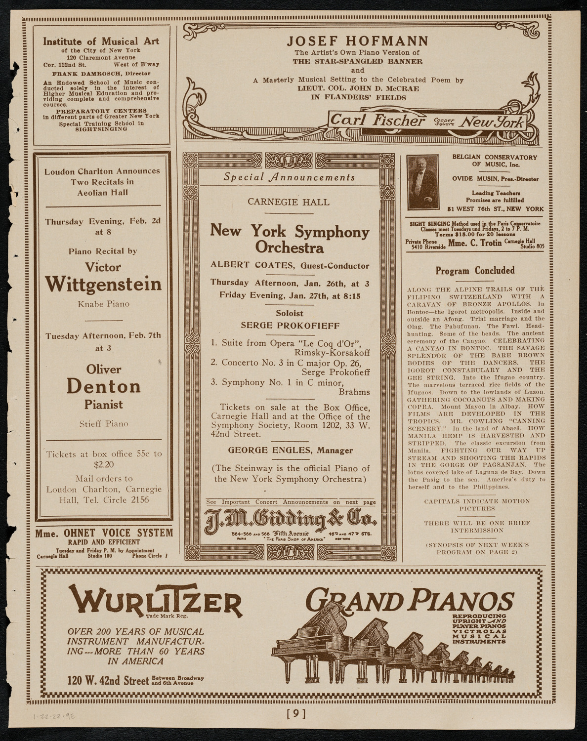 Burton Holmes Travelogue: Inspecting the Philippines, January 22, 1922, program page 9