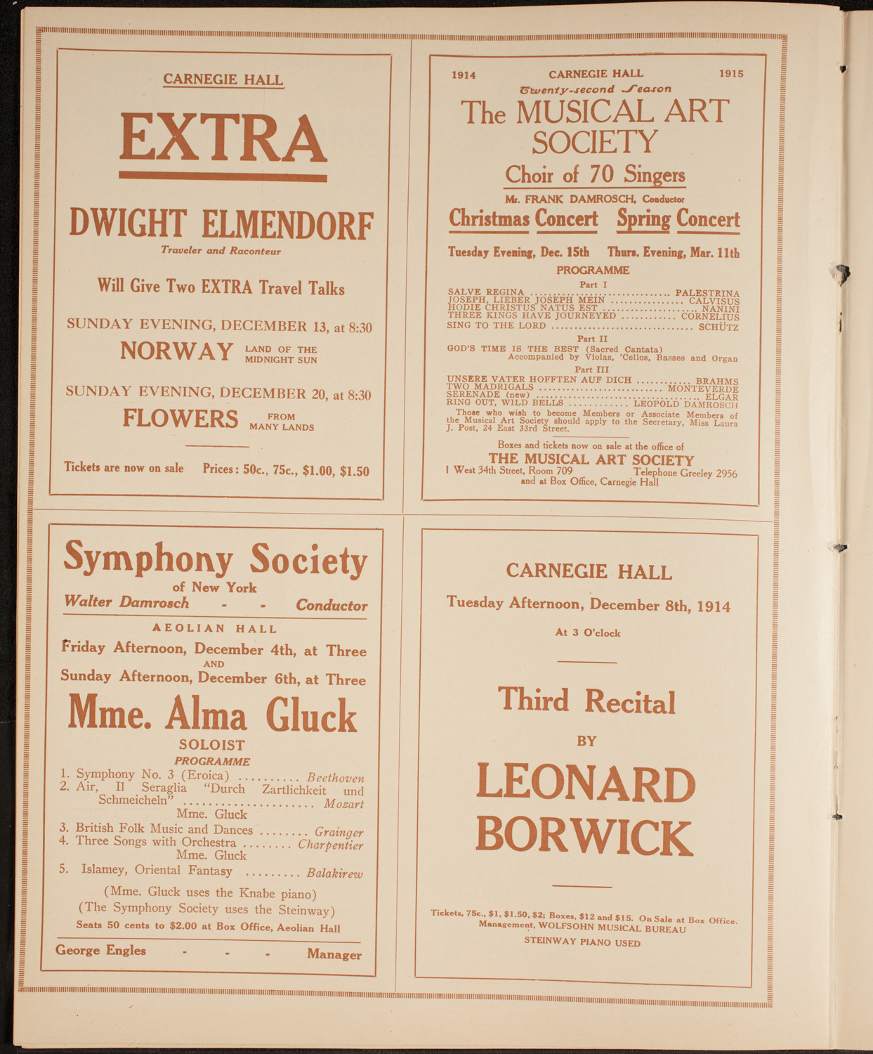 Frances Alda, Soprano, December 1, 1914, program page 8