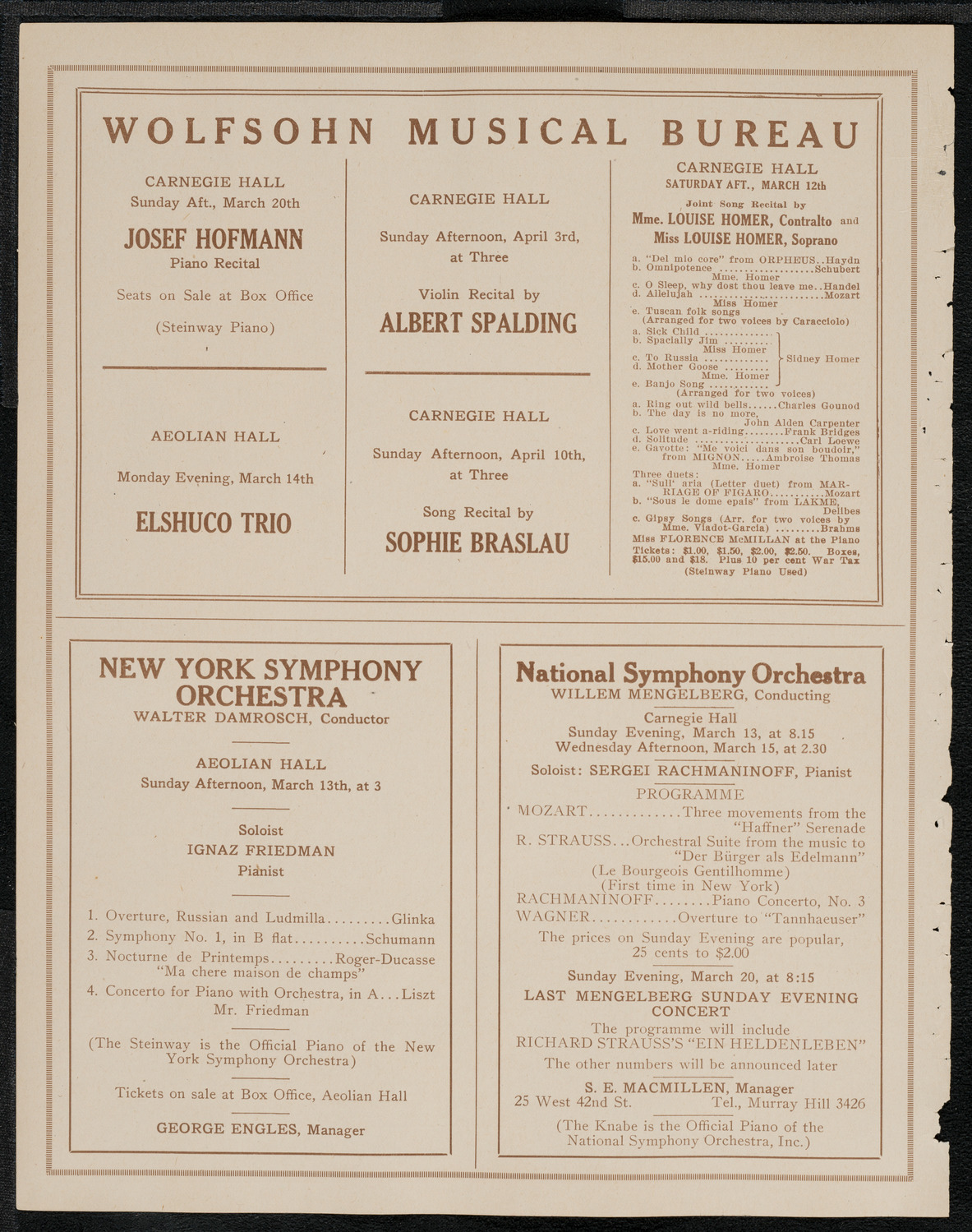 New York Philharmonic, March 10, 1921, program page 8