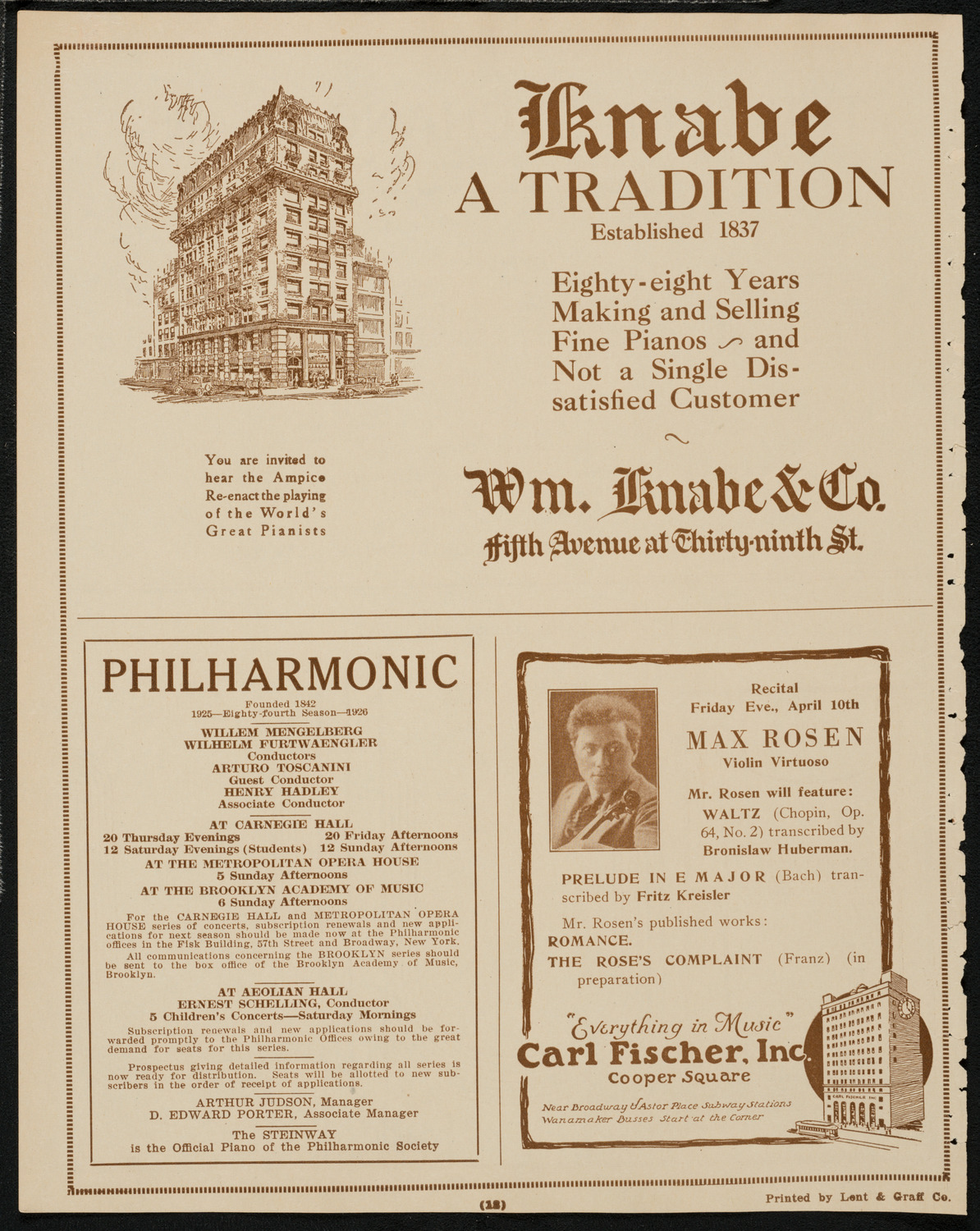 Testimonial Concert in Honor of Zavel Zilberts, April 12, 1925, program page 12