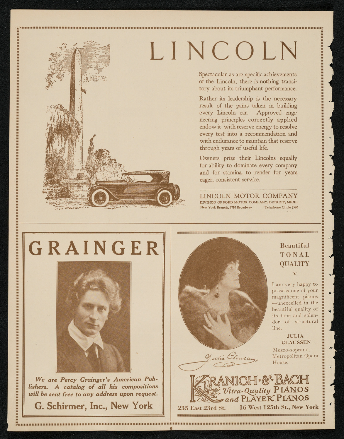 Ignacy Jan Paderewski, Piano, Efrem Zimbalist, Violin, and Felix Salmond, Cello, May 9, 1924, program page 6