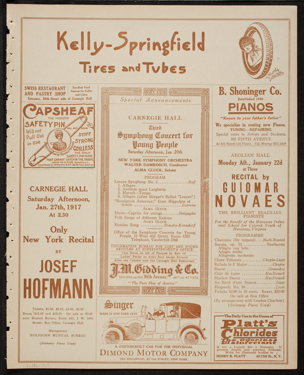 New York Philharmonic, January 18, 1917, program page 9