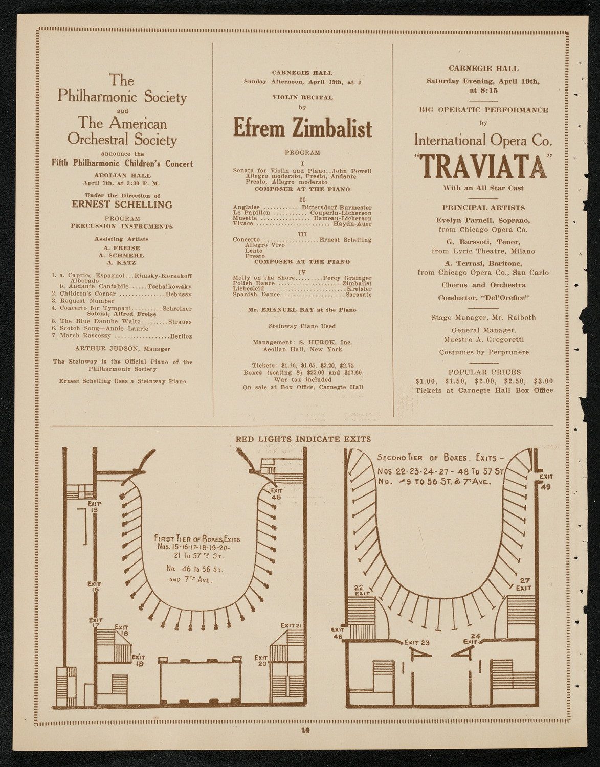 Jascha Heifetz, Violin, April 6, 1924, program page 10