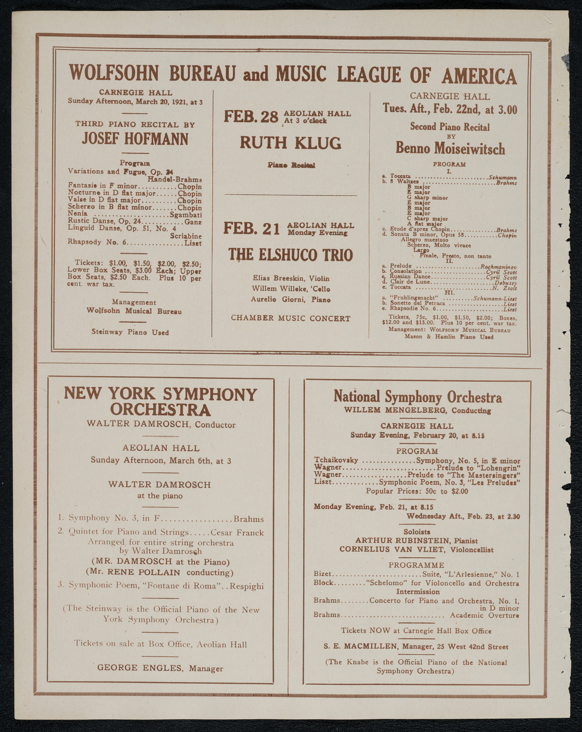 New York Symphony Orchestra, February 18, 1921, program page 8