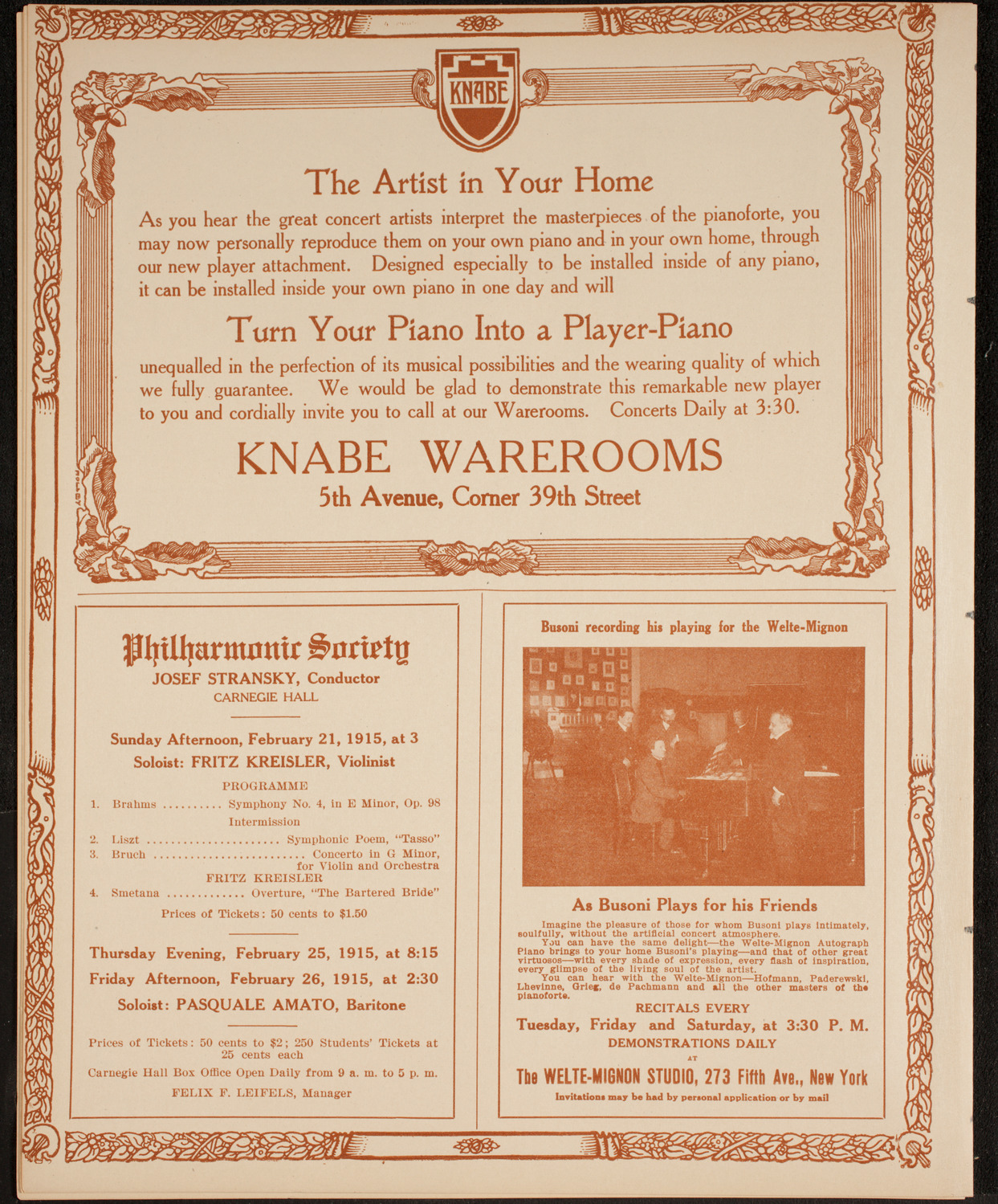 People's Symphony Concert, February 20, 1915, program page 12