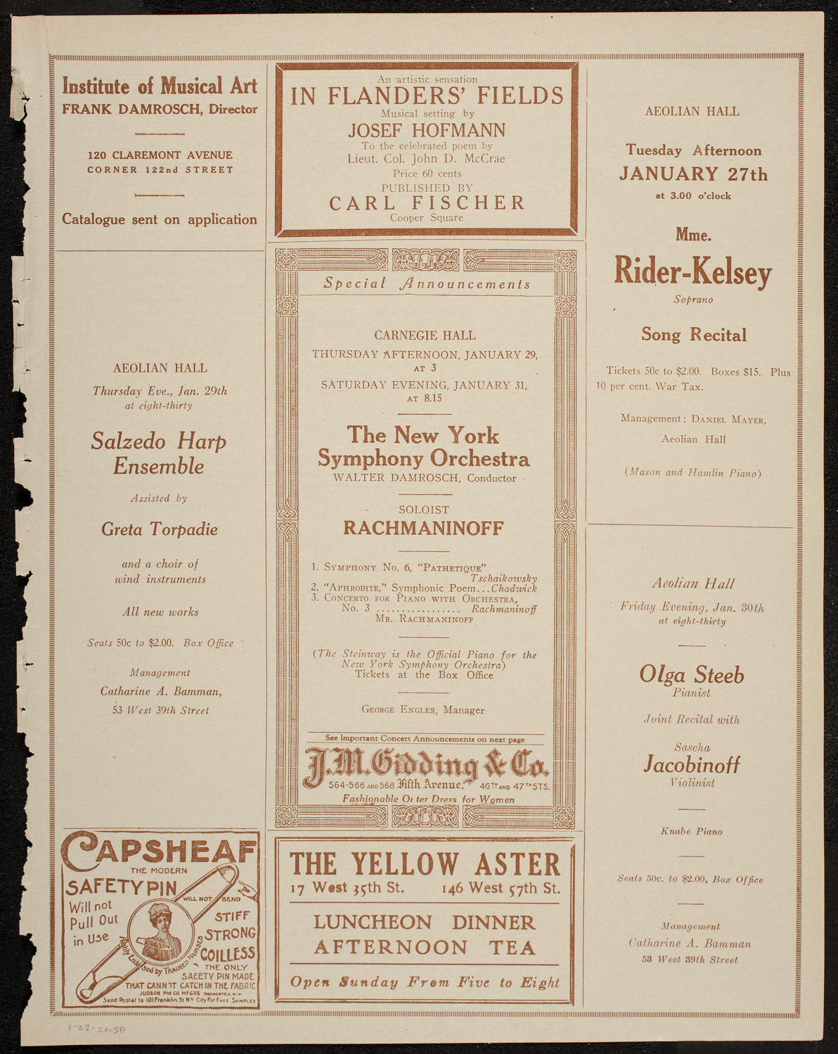 Lecture by Sir Oliver Lodge, January 22, 1920, program page 9