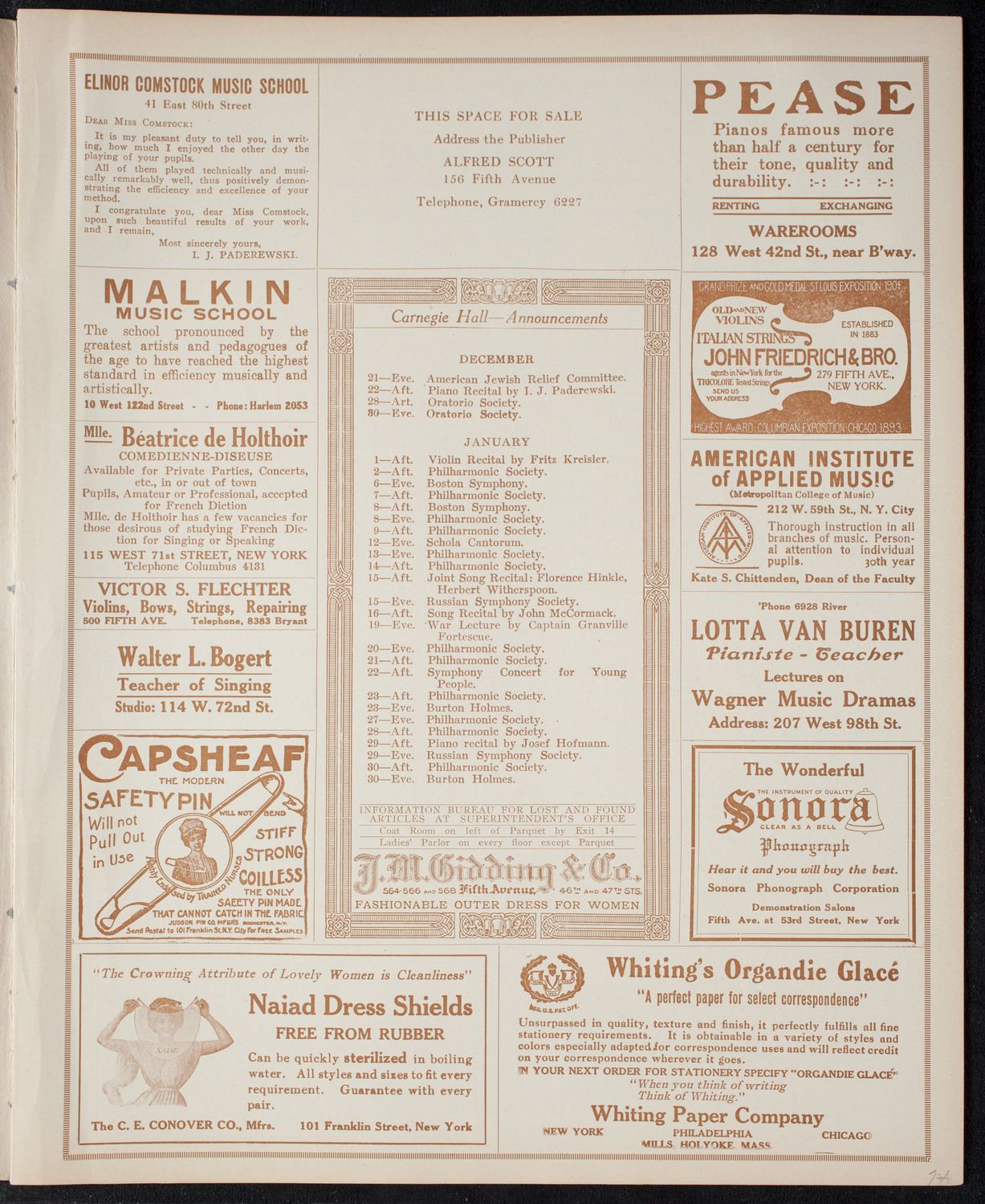 Columbia University Chorus, December 20, 1915, program page 3