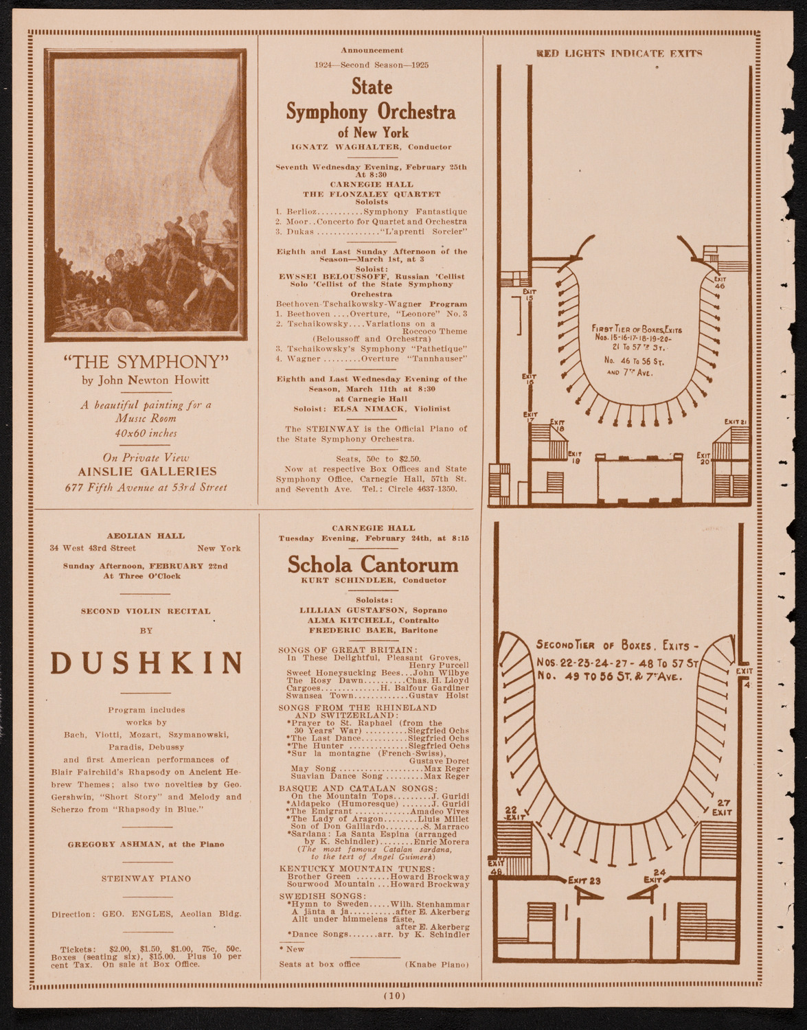 New York Philharmonic, February 19, 1925, program page 10