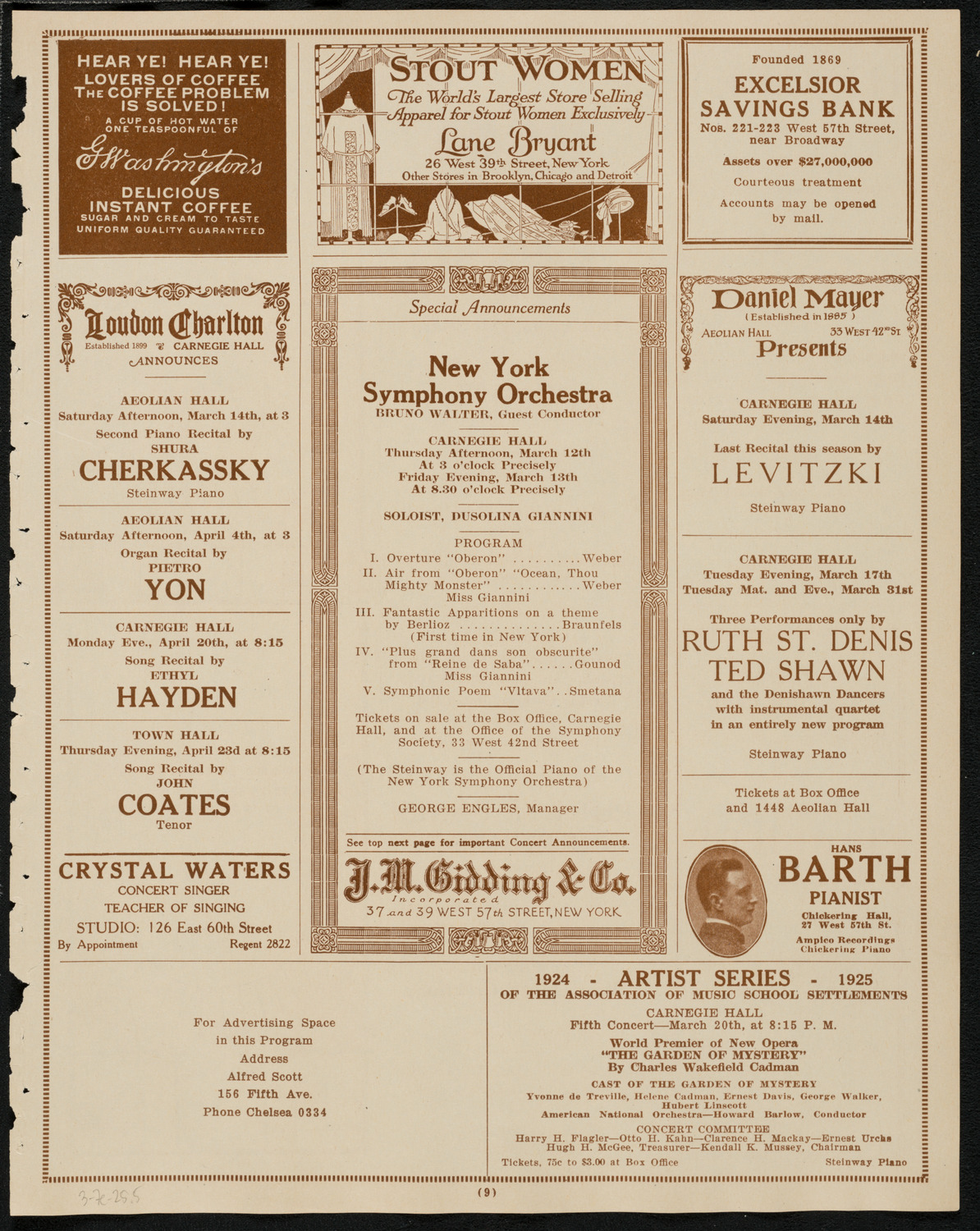 Ninth Annual Intercollegiate Glee Club Contest, March 7, 1925, program page 9