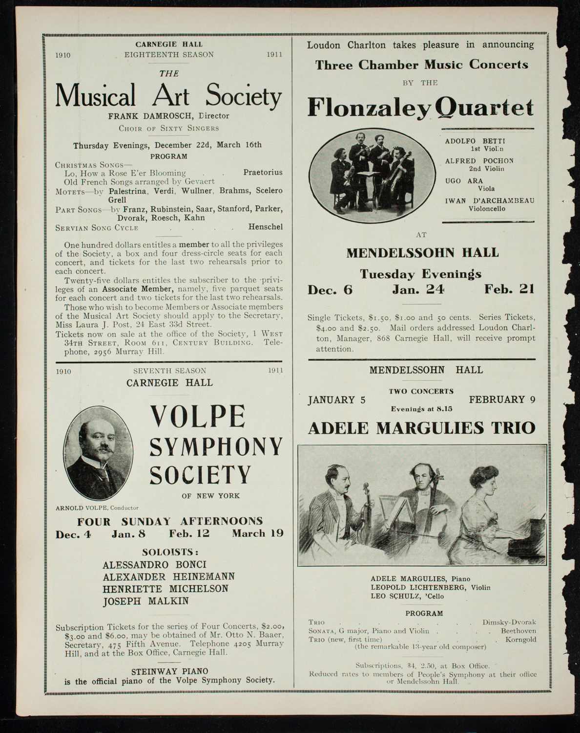 New York Philharmonic, November 13, 1910, program page 10