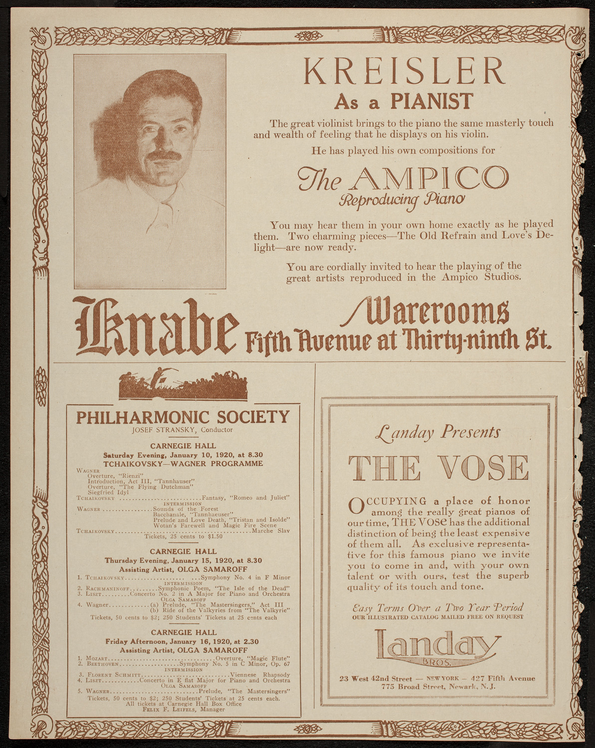 Josef Shlisky, Tenor, January 4, 1920, program page 12