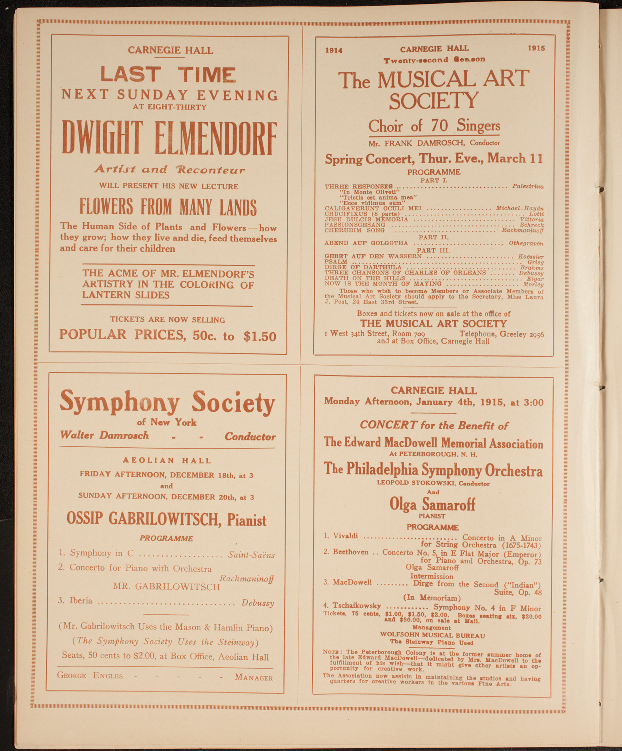 New York Philharmonic, December 17, 1914, program page 8