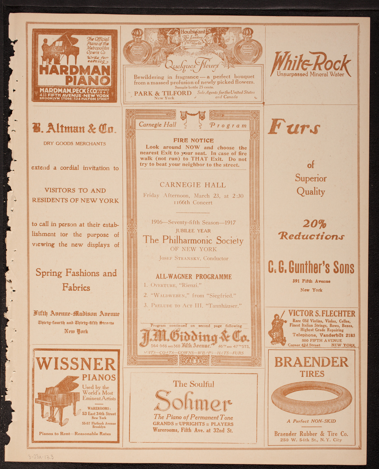 New York Philharmonic, March 23, 1917, program page 5