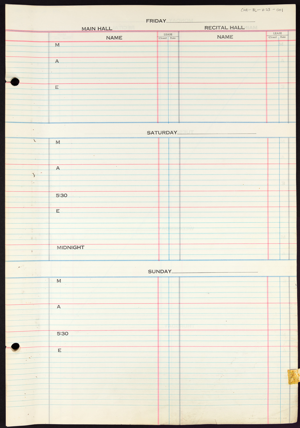 Carnegie Hall Booking Ledger, volume 23, page 1