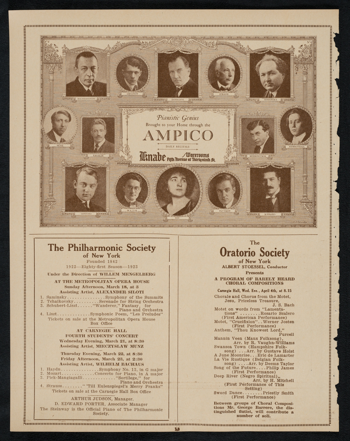 Philadelphia Orchestra, March 13, 1923, program page 12