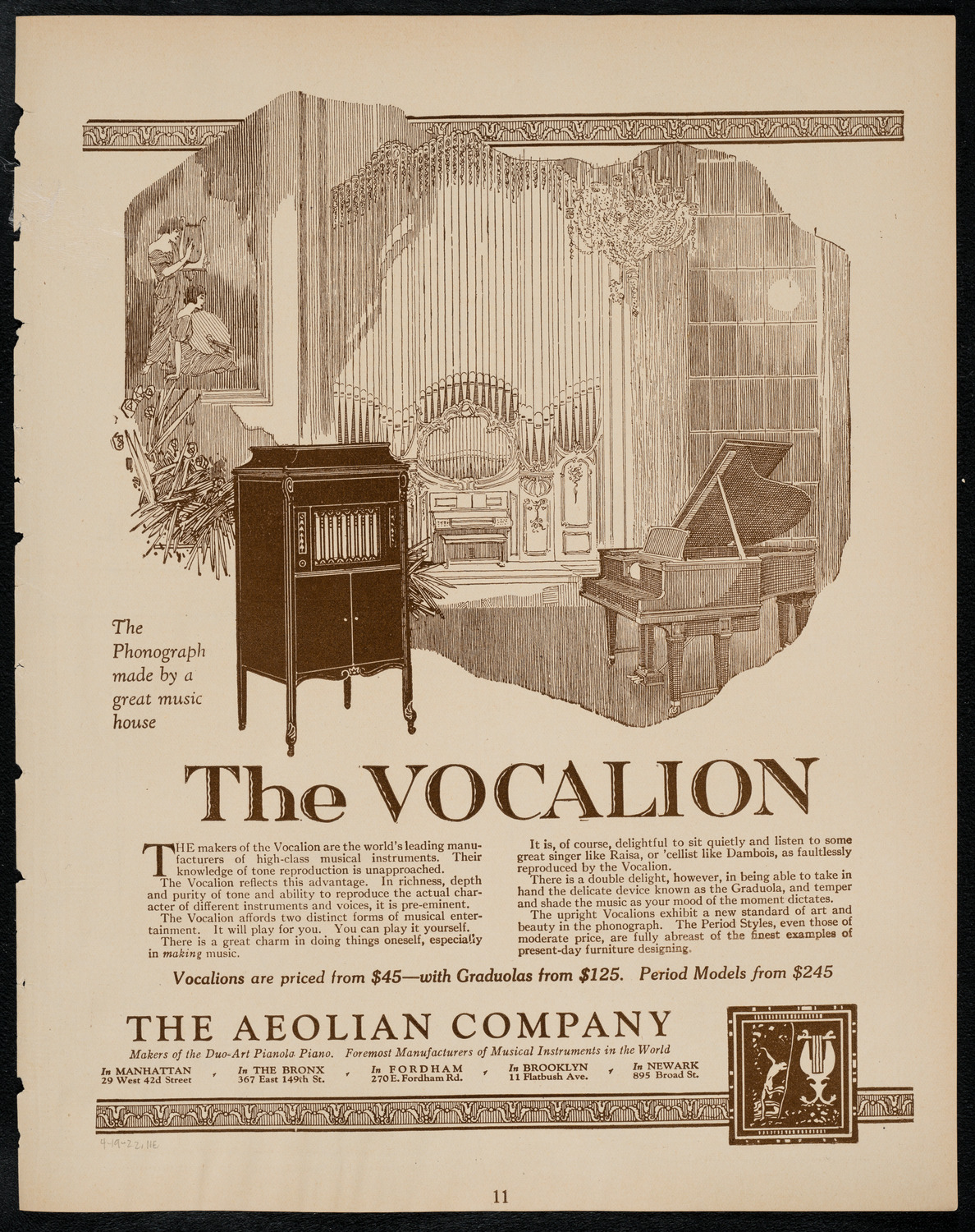 New York Banks' Glee Club, April 19, 1922, program page 11